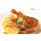 Roast duck with potato dumplings and white cabbage